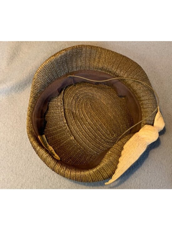 Norman Durand Ladies Brown Metallic Hat Sz 22 Vintage & Elegant main image 9